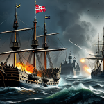덴마크와 스웨덴 전쟁 - **Image Prompt: "Clash of Crowns on the Mare Balticum"**
    A highly detailed, dramatic oil paintin...